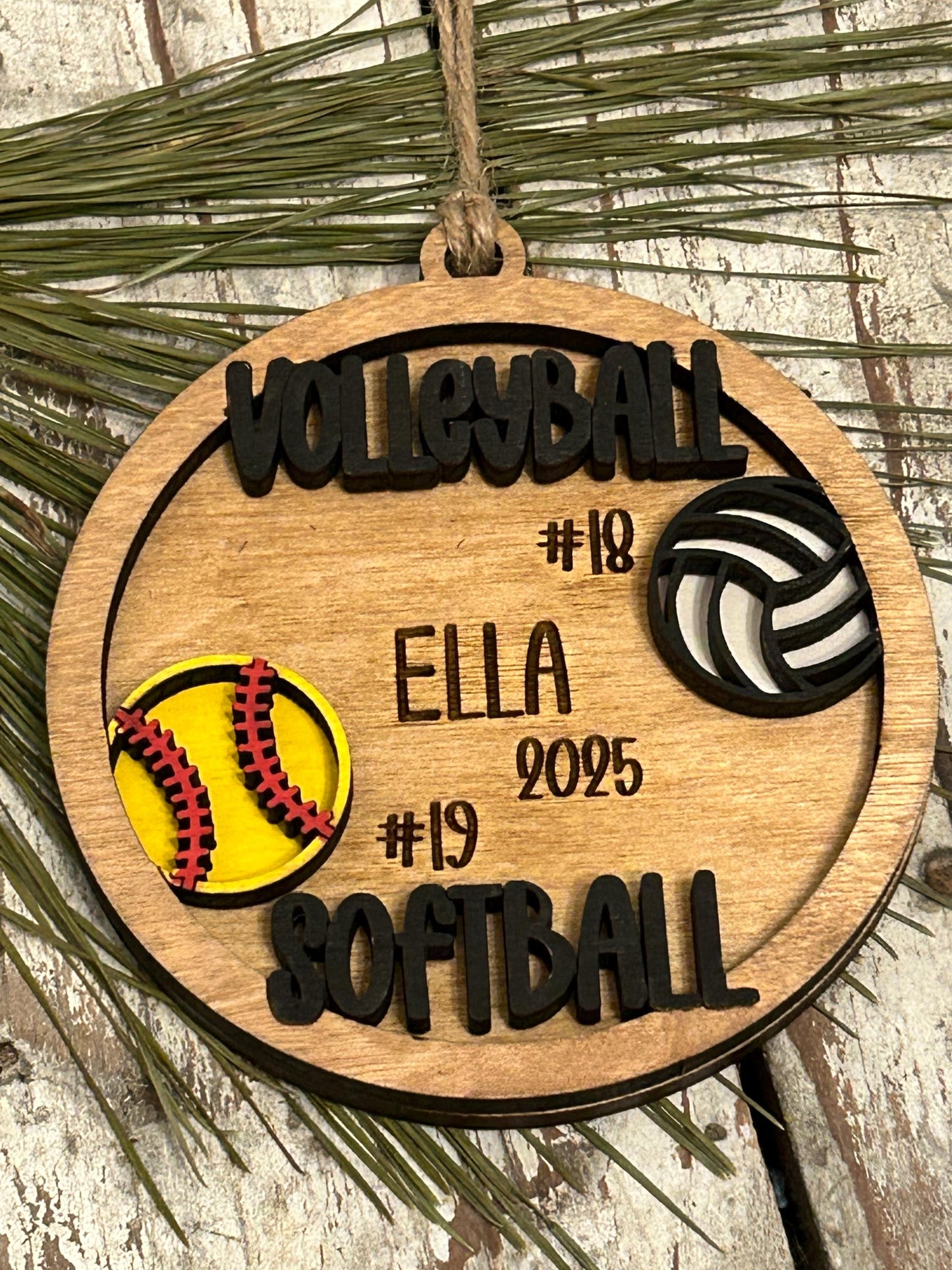Personalized Multi Sport Volleyball Softball Player Christmas Tree Ornament | Gift for High School Team | Custom Coach | Senior