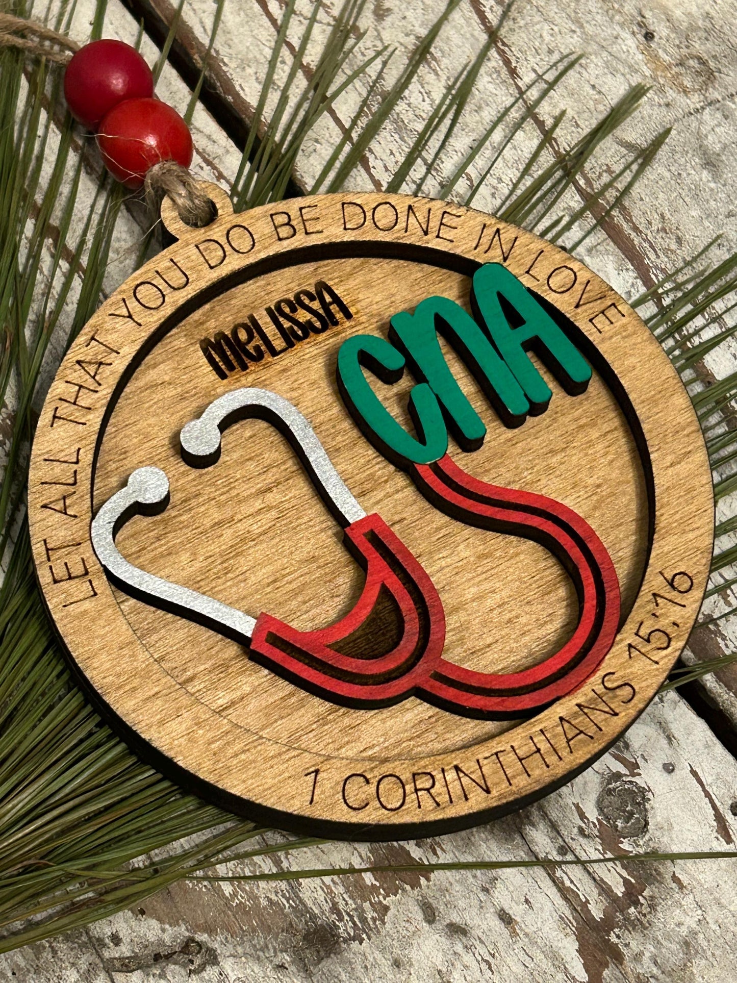 Personalized CNA Nurse Christmas Tree Ornament | Religious Gift for Nursing Graduate | Gift for Nurse | CNA Ornament | 1 Corinthians 15:16