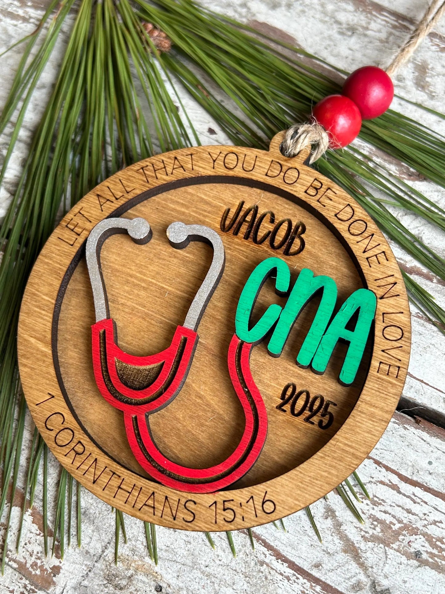 Personalized CNA Nurse Christmas Tree Ornament | Religious Gift for Nursing Graduate | Gift for Nurse | CNA Ornament | 1 Corinthians 15:16
