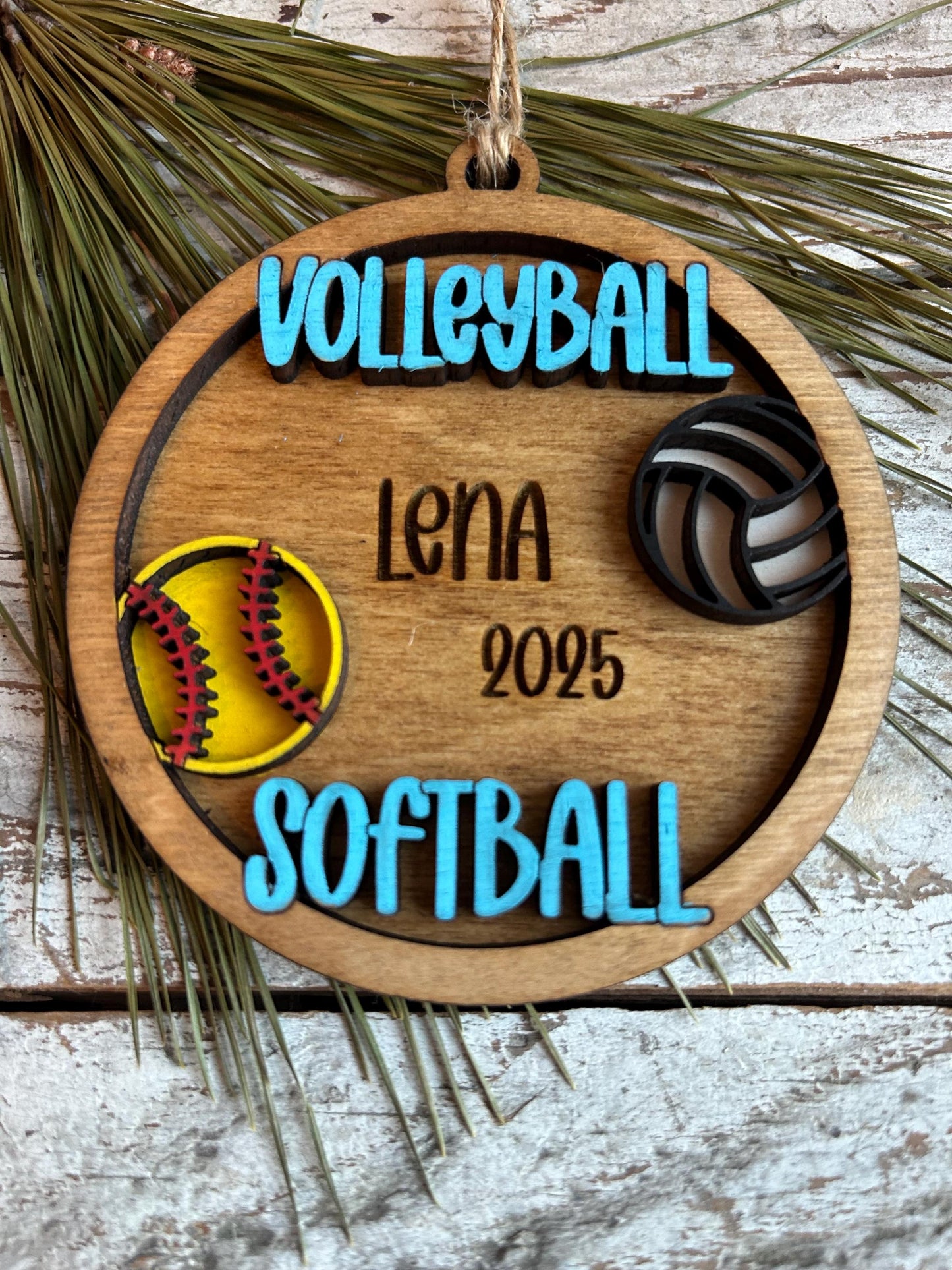 Personalized Multi Sport Volleyball Softball Player Christmas Tree Ornament | Gift for High School Team | Custom Coach | Senior