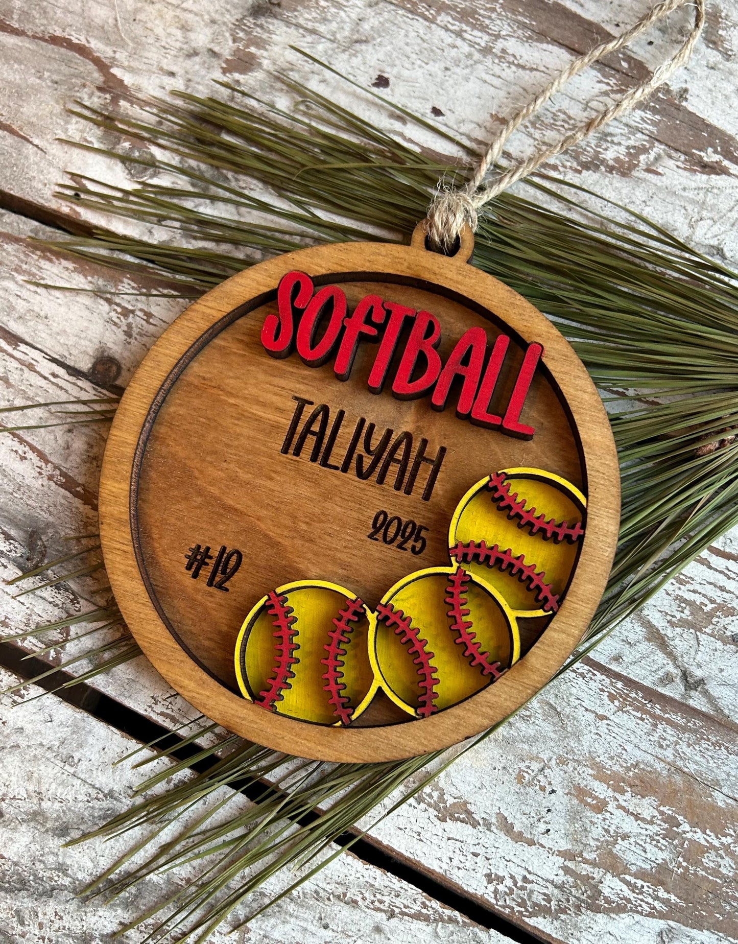 Personalized Softball Player Christmas Tree Ornament | Gift for High School Softball Team | Custom Softball Coach | Senior Softball Gift
