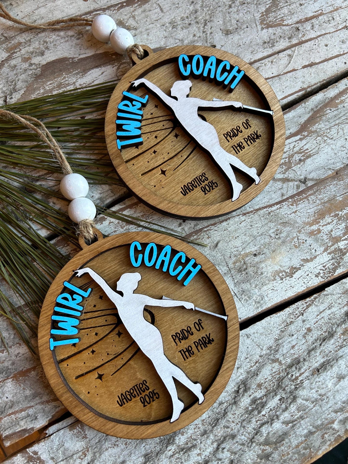Personalized Baton Twirl Coach Christmas Tree Ornament | Custom College High School Feature Twirler Marching Band | Majorette Coach Present