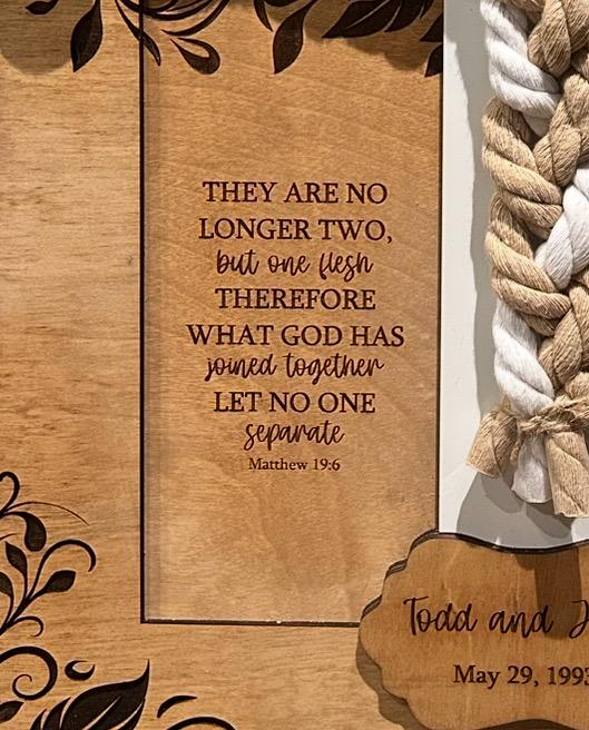 Personalized Cord of Three Strands Unity Wedding Sign | Braided Cords Ceremony Matthew 19:6 Ecclesiastes | Alternative Unity Candle