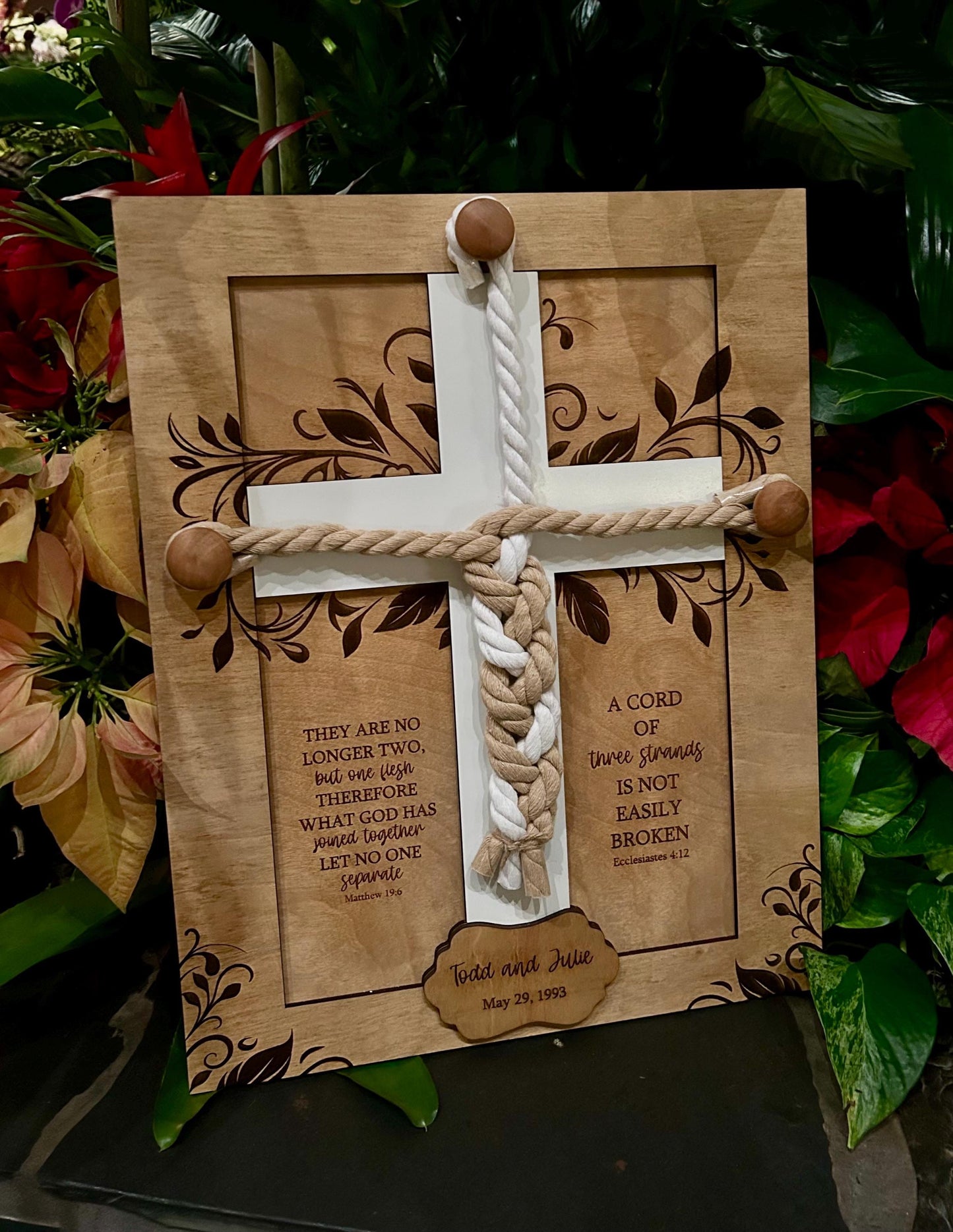 Personalized Cord of Three Strands Unity Wedding Sign | Braided Cords Ceremony Matthew 19:6 Ecclesiastes | Alternative Unity Candle
