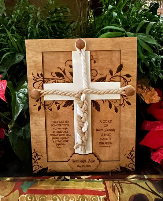 Personalized Cord of Three Strands Unity Wedding Sign | Braided Cords Ceremony Matthew 19:6 Ecclesiastes | Alternative Unity Candle