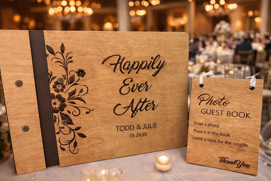 Personalized Wood Wedding Guest Book | Polaroid Photo and Guest Album | Wedding or Engagement Gift