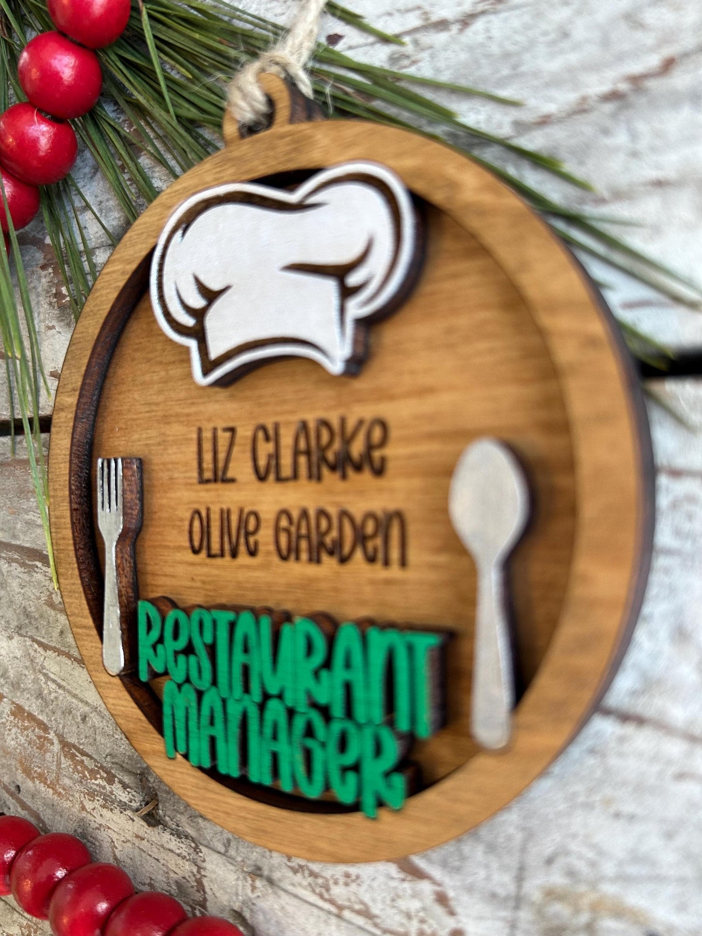 Personalized Restaurant Manager Christmas Tree Ornament | Culinary Service Bar Hospitality General Manager Gift | EOY Appreciation | Retire