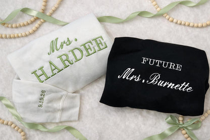 Personalized Mrs. Last Name Sweatshirt for the New Bride | Custom Bridal Gift | Wedding Sweatshirt | Just Married Newlywed Apparel