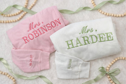 Personalized Mrs. Last Name Sweatshirt for the New Bride | Custom Bridal Gift | Wedding Sweatshirt | Just Married Newlywed Apparel