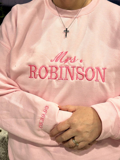 Personalized Mrs. Last Name Sweatshirt for the New Bride | Custom Bridal Gift | Wedding Sweatshirt | Just Married Newlywed Apparel