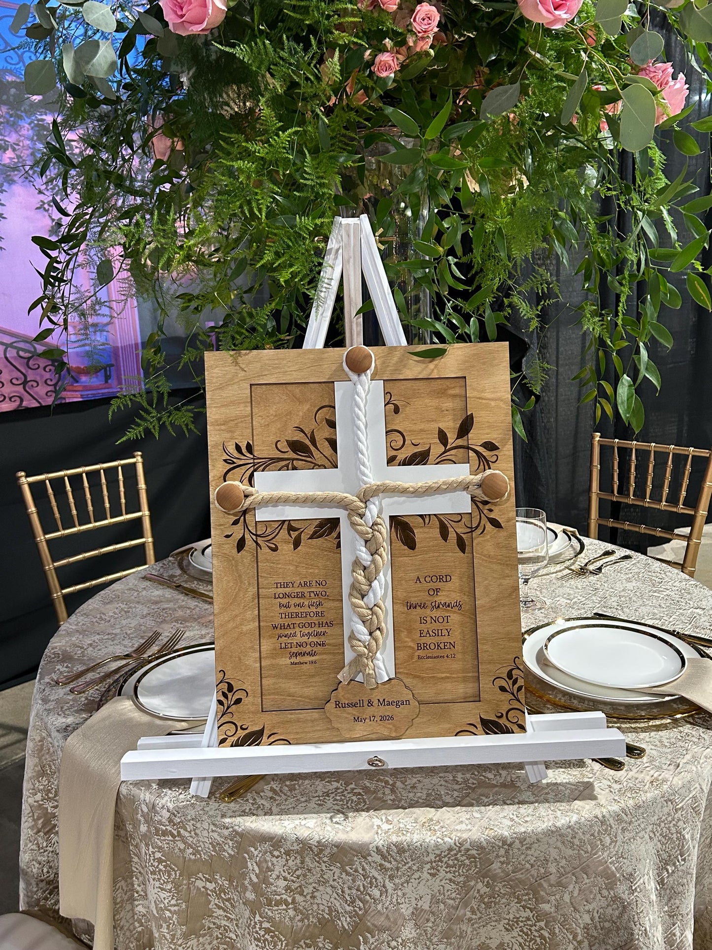 Personalized Cord of Three Strands Unity Wedding Sign | Braided Cords Ceremony Matthew 19:6 Ecclesiastes | Alternative Unity Candle