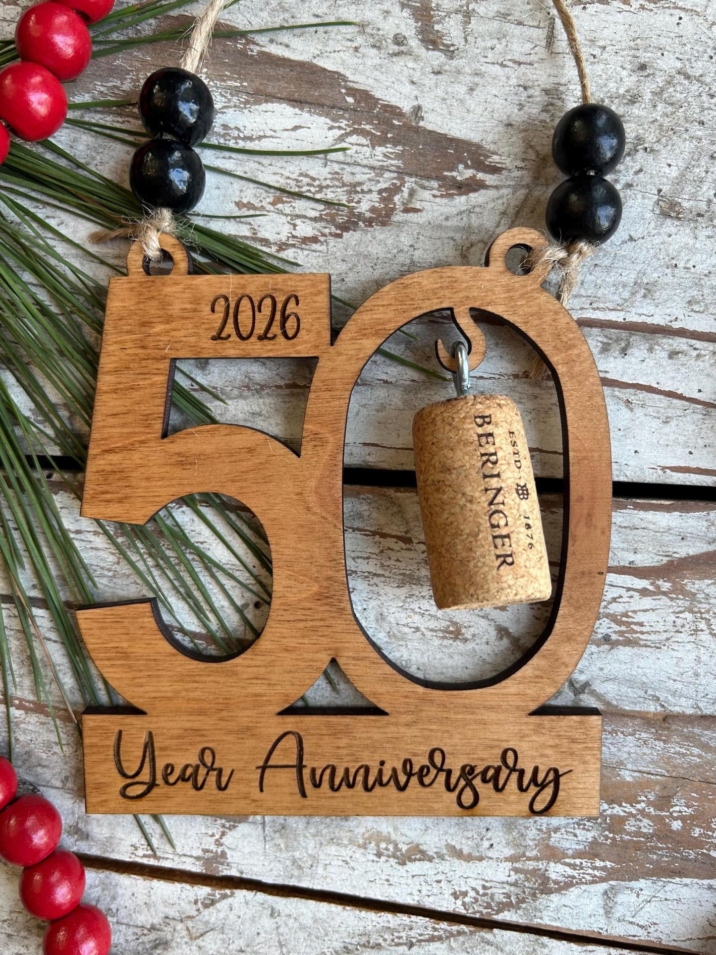 2026 50th Anniversary Wine Cork Keepsake Christmas Tree Ornament-cork not included | 50th Anniversary Gift | Fifty Year Anniversary | 50 yr