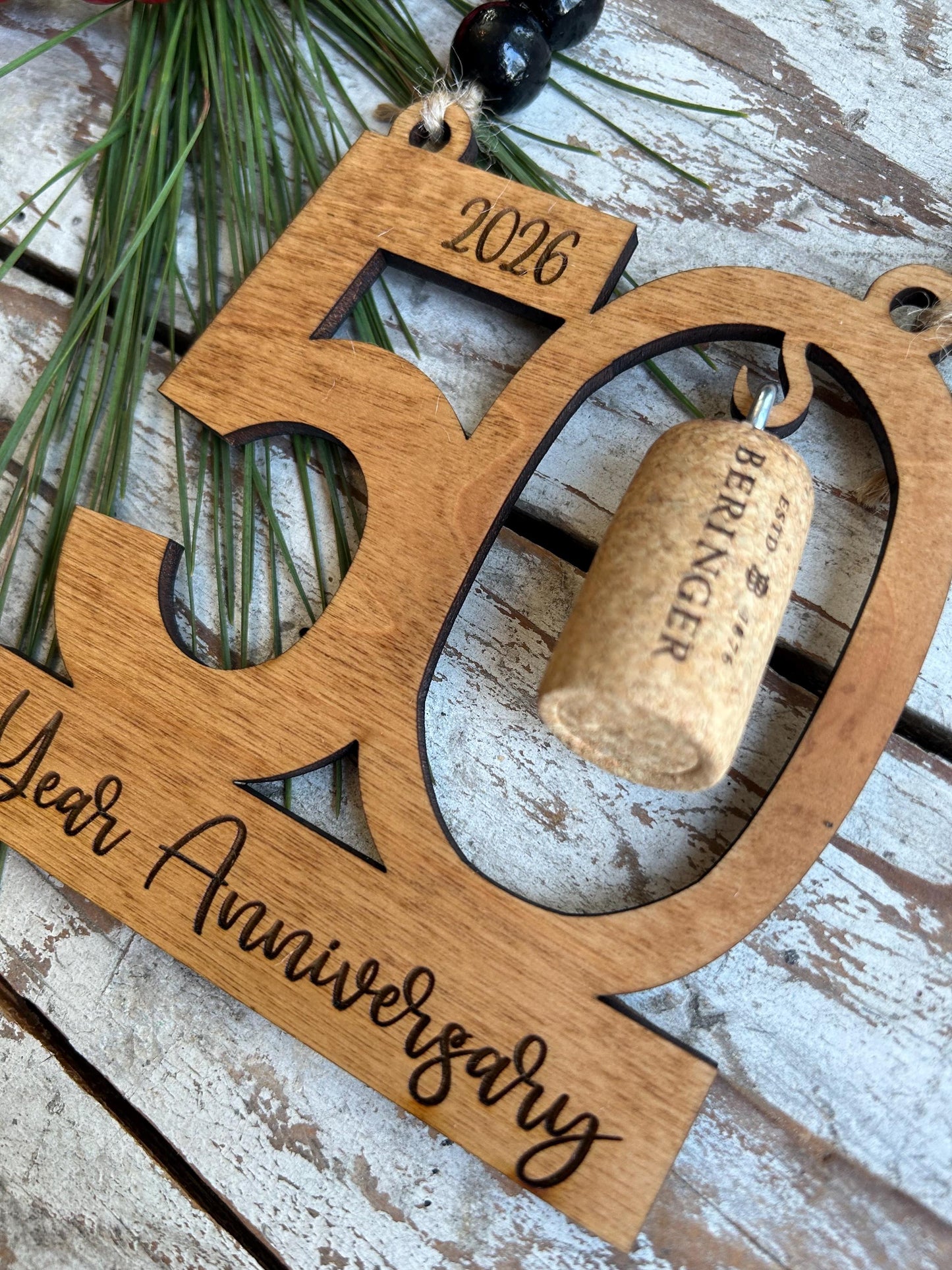 2026 50th Anniversary Wine Cork Keepsake Christmas Tree Ornament-cork not included | 50th Anniversary Gift | Fifty Year Anniversary | 50 yr