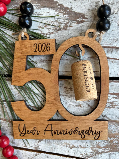 2026 50th Anniversary Wine Cork Keepsake Christmas Tree Ornament-cork not included | 50th Anniversary Gift | Fifty Year Anniversary | 50 yr