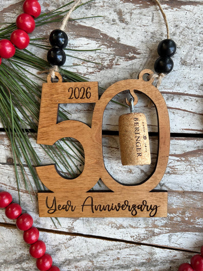 2026 50th Anniversary Wine Cork Keepsake Christmas Tree Ornament-cork not included | 50th Anniversary Gift | Fifty Year Anniversary | 50 yr