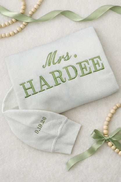Personalized Mrs. Last Name Sweatshirt for the New Bride | Custom Bridal Gift | Wedding Sweatshirt | Just Married Newlywed Apparel