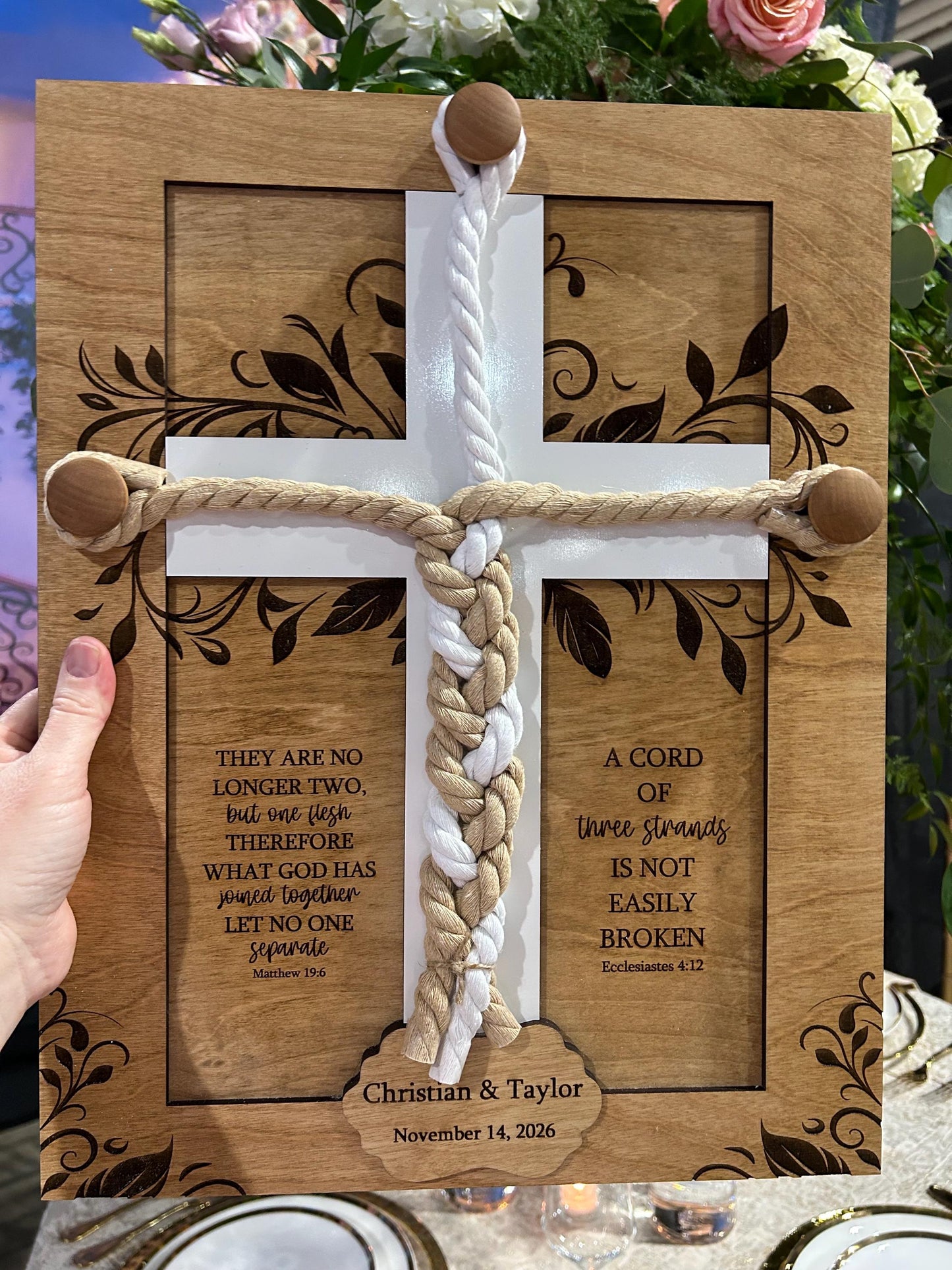Personalized Cord of Three Strands Unity Wedding Sign | Braided Cords Ceremony Matthew 19:6 Ecclesiastes | Alternative Unity Candle