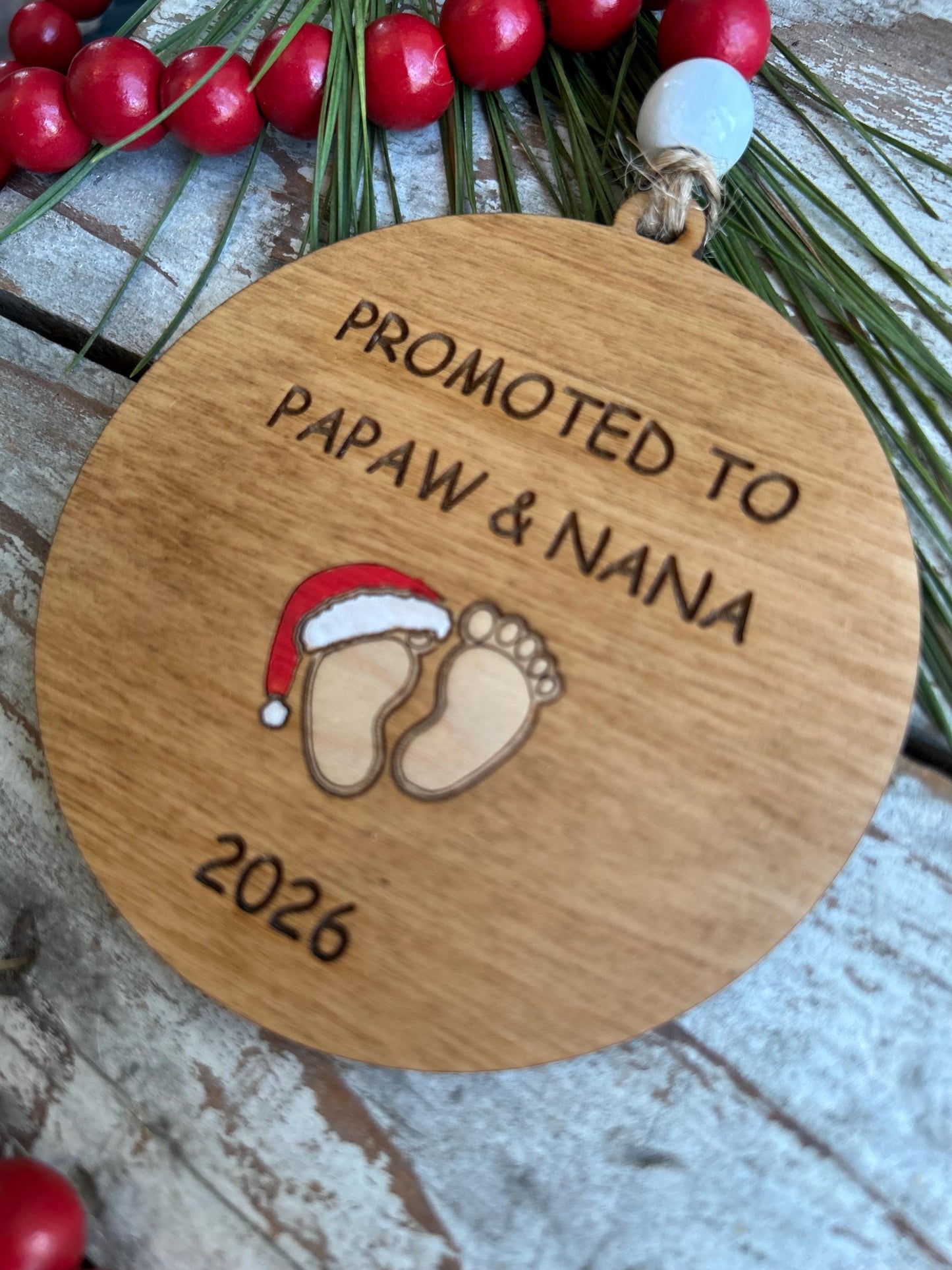 2026 Promoted to Grandparents Christmas Tree Ornament | First Time Nana and Papa Ornament | New Gigi & Grandpa Gift | Reveal to Papaw Mamaw