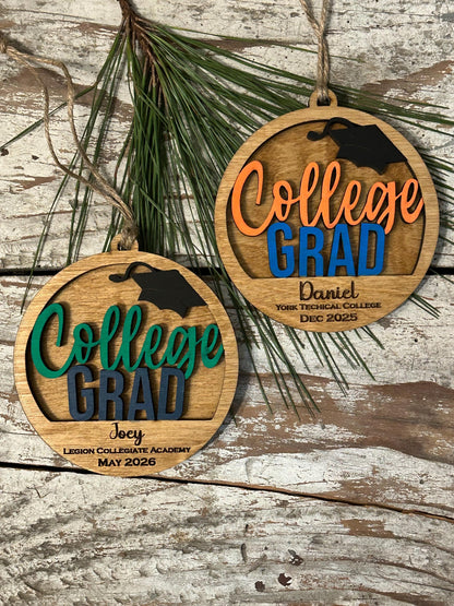 Personalized College Grad Christmas Tree Ornament | Gift for College Graduate | Graduation Ornament | Class of 2026 | Bachelors Masters