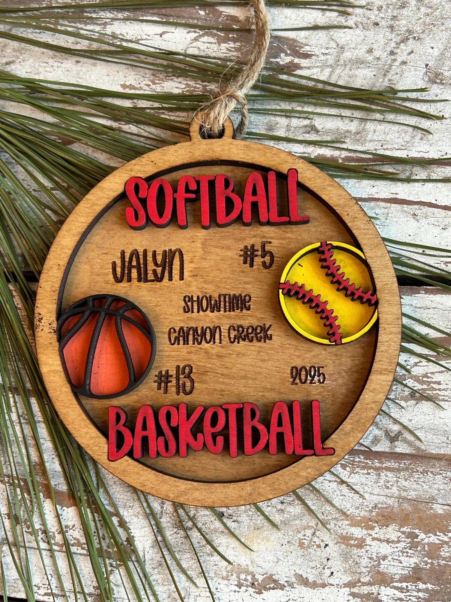 Personalized Multi Sport Softball Basketball Player Christmas Tree Ornament | Gift for High School Team | Custom Coach | Senior