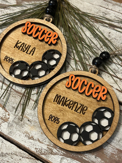 Personalized Soccer Player Christmas Tree Ornament | Gift for High School Soccer Team | Custom Soccer Ornament for Her or Him | Club Soccer