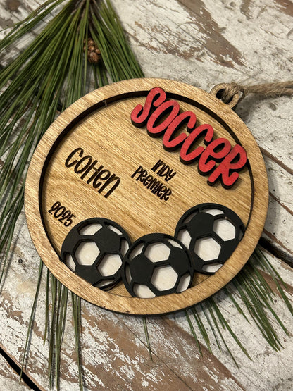 Personalized Soccer Player Christmas Tree Ornament | Gift for High School Soccer Team | Custom Soccer Ornament for Her or Him | Club Soccer