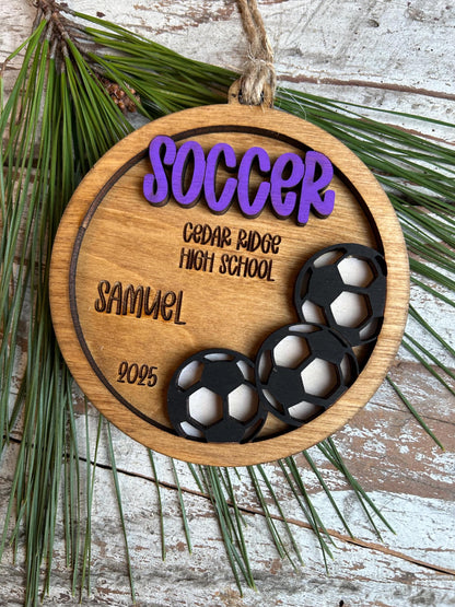Personalized Soccer Player Christmas Tree Ornament | Gift for High School Soccer Team | Custom Soccer Ornament for Her or Him | Club Soccer