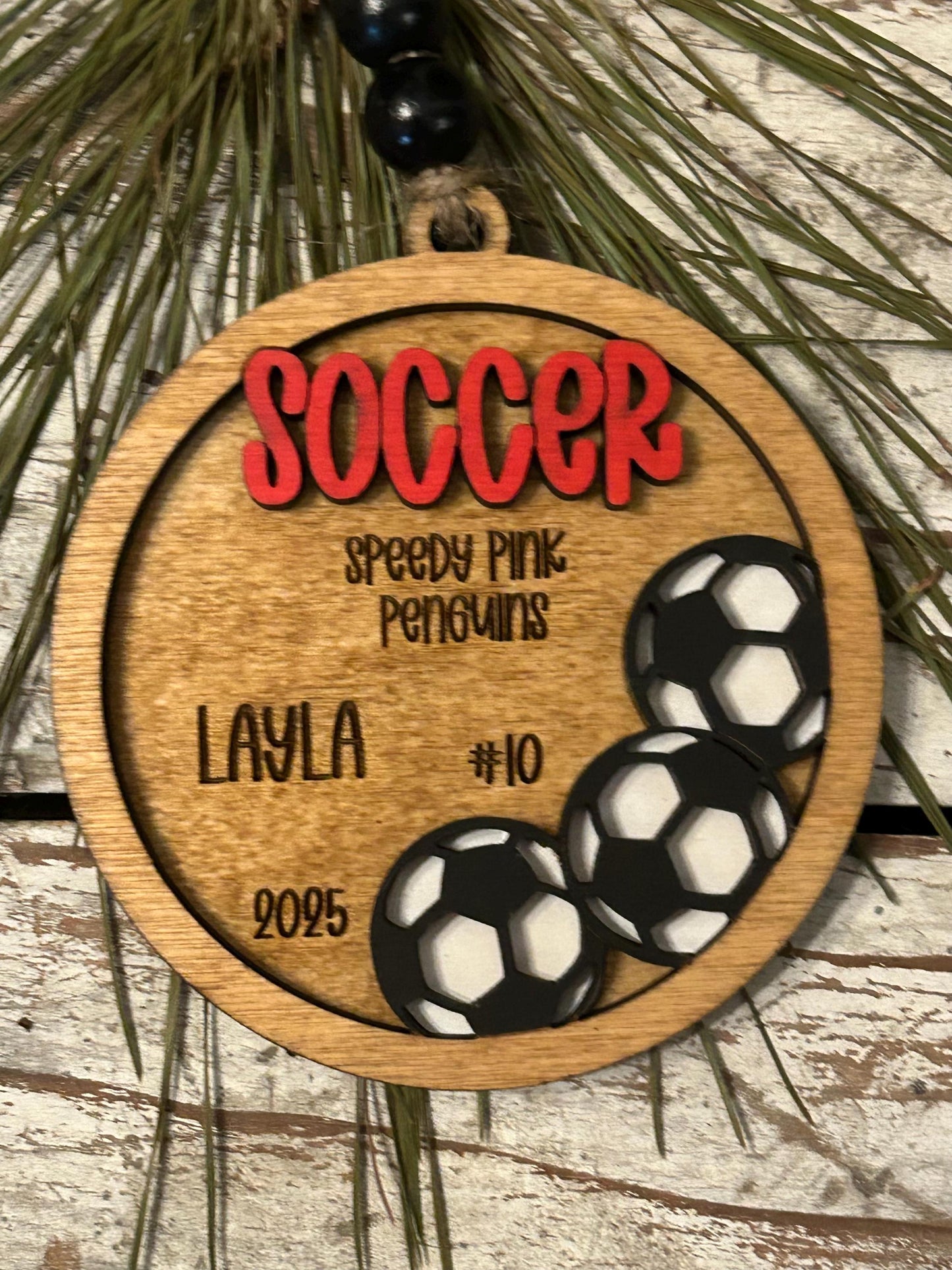 Personalized Soccer Player Christmas Tree Ornament | Gift for High School Soccer Team | Custom Soccer Ornament for Her or Him | Club Soccer