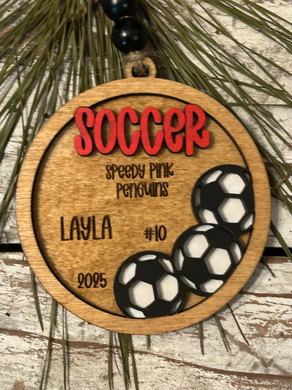Personalized Soccer Player Christmas Tree Ornament | Gift for High School Soccer Team | Custom Soccer Ornament for Her or Him | Club Soccer