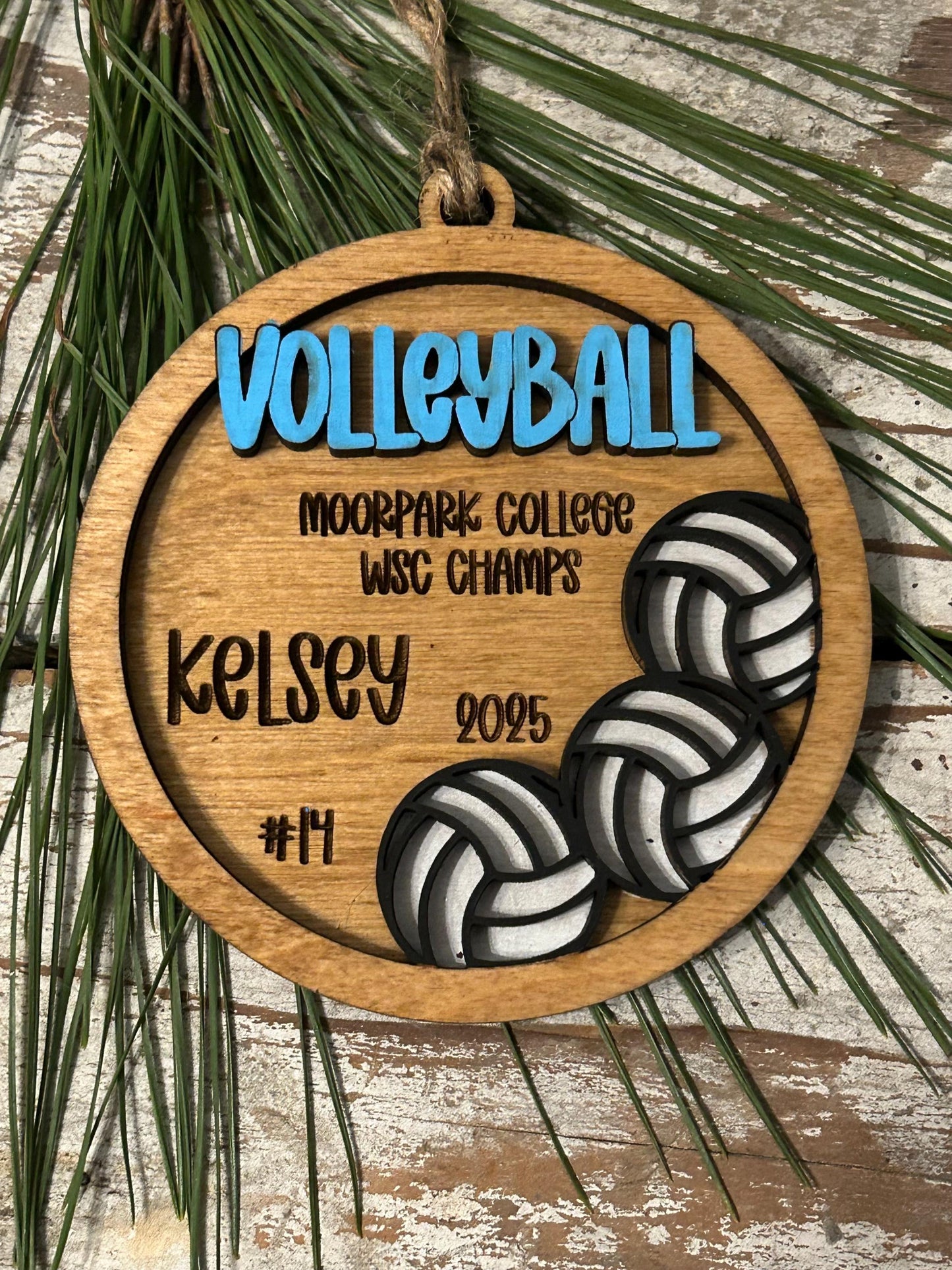 Personalized Volleyball Player Christmas Tree Ornament | Gift for High School Volleyball Team | Custom Volleyball Ornament for Her |