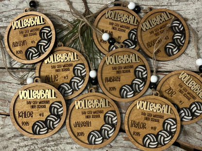 Personalized Volleyball Player Christmas Tree Ornament | Gift for High School Volleyball Team | Custom Volleyball Ornament for Her |