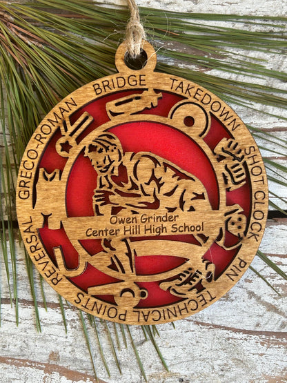 Personalized Wrestling Christmas Tree Ornament | Gift for High School Wrestling Team | Custom Wrestler Ornament | Senior Wrestler Team Gift