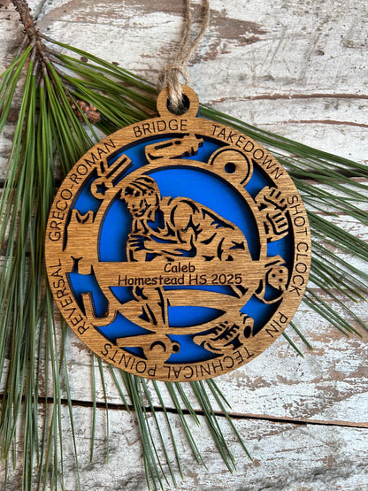 Personalized Wrestling Christmas Tree Ornament | Gift for High School Wrestling Team | Custom Wrestler Ornament | Senior Wrestler Team Gift