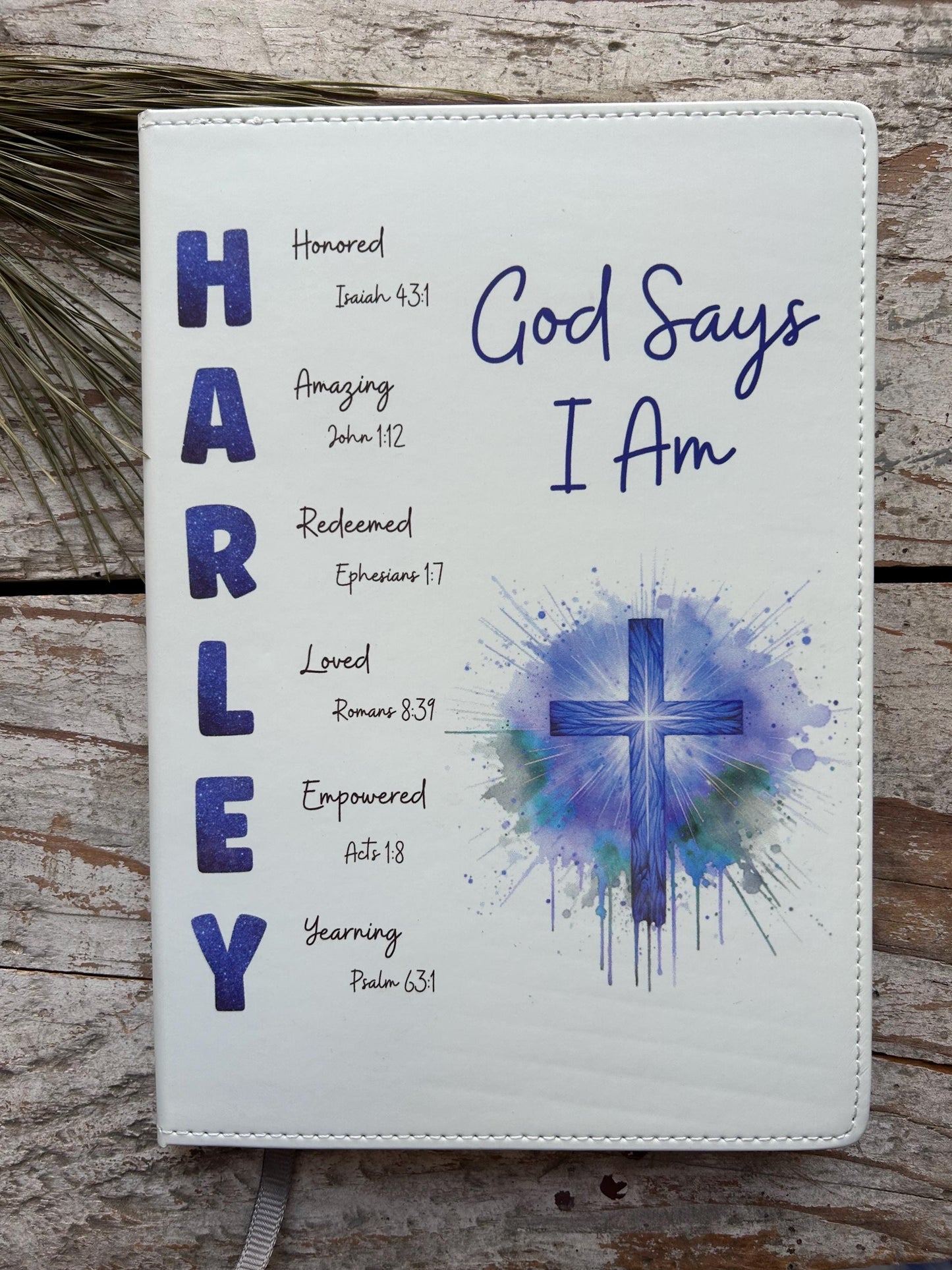 Personalized God Says I Am Bible Verse Name Journal | Christian Religious Notebook for Boy | First Communion Baptism Easter Pastor Gift