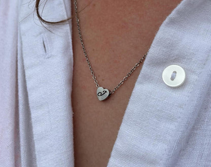 Personalized Initial Heart Necklace | Mothers Day Gift | Custom Signature Necklace | Silver Gold Jewelry | Gift for Girlfriend