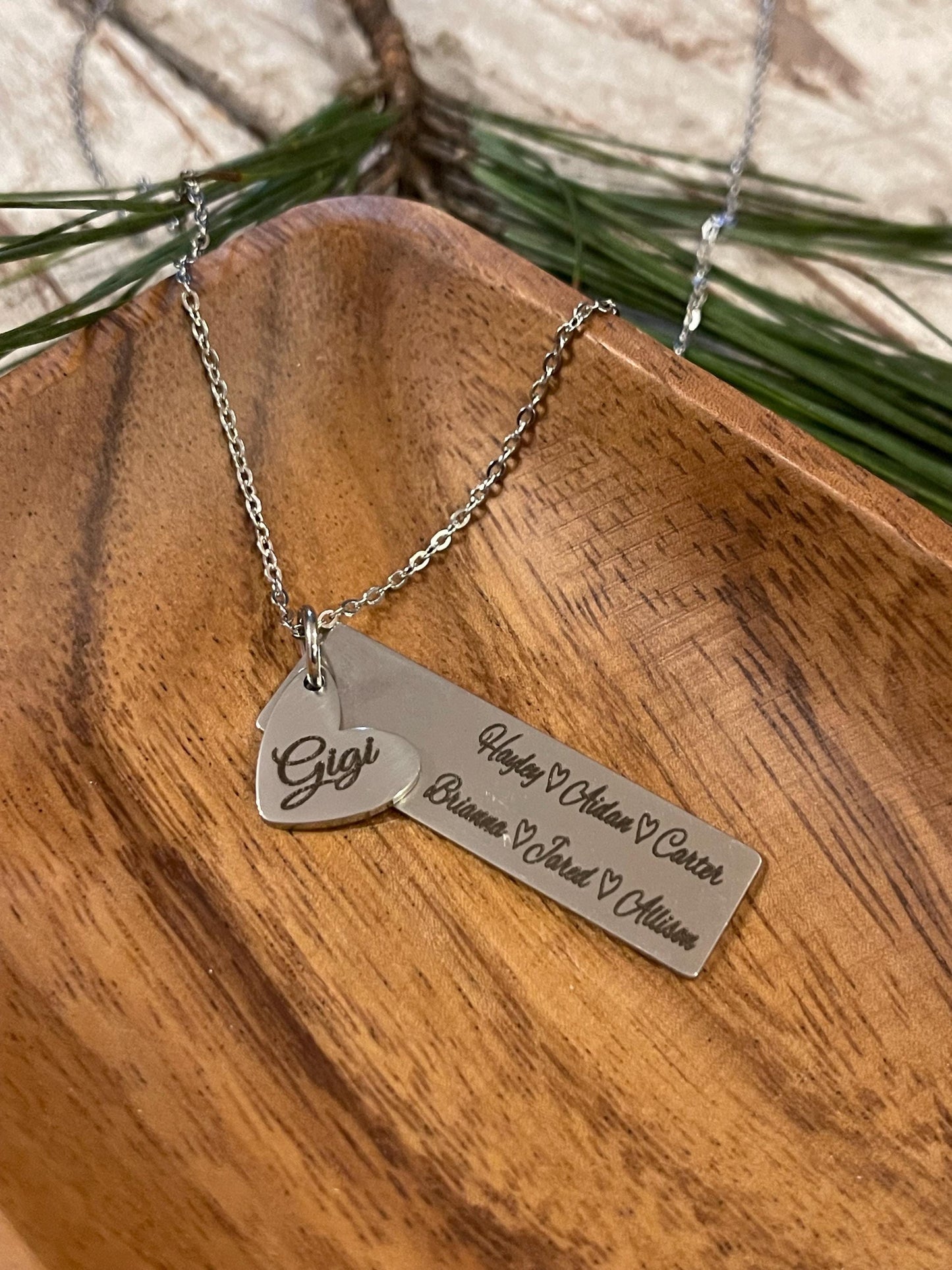 Personalized Gigi or Nana Necklace with Grandkids Names | Mothers Day Gift from Son or Daughter | Custom Jewelry for Grandma Grammy Mamaw