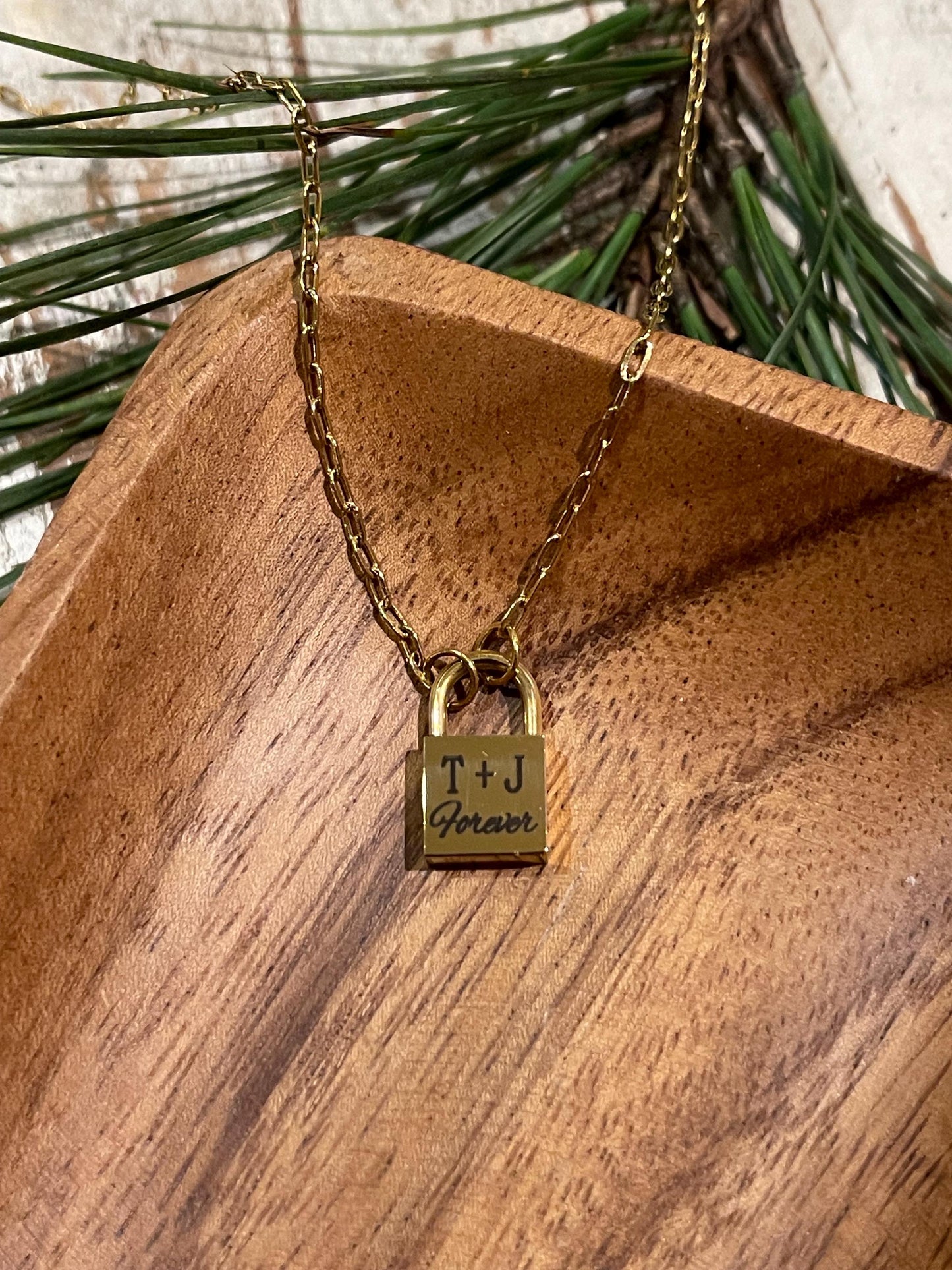 Personalized Petite Lock Pendant Necklace | Mothers Day Gift | Silver or Gold Jewelry | Gift for Girlfriend