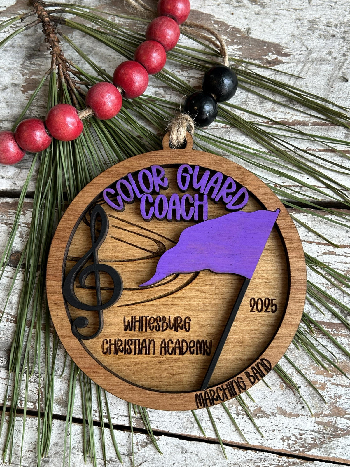 Personalized Color Guard Coach Marching Band Christmas Tree Ornament | Flags Custom Band Gift | Gift for Flag Girls | Color Guard Team Gift