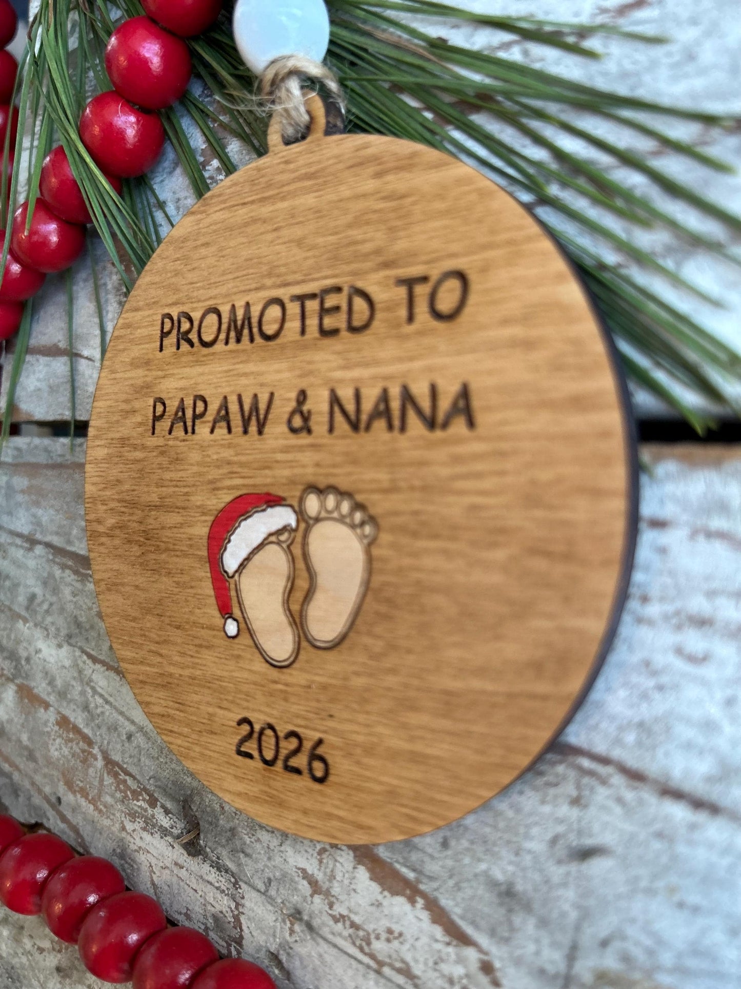 2026 Promoted to Grandparents Christmas Tree Ornament | First Time Nana and Papa Ornament | New Gigi & Grandpa Gift | Reveal to Papaw Mamaw