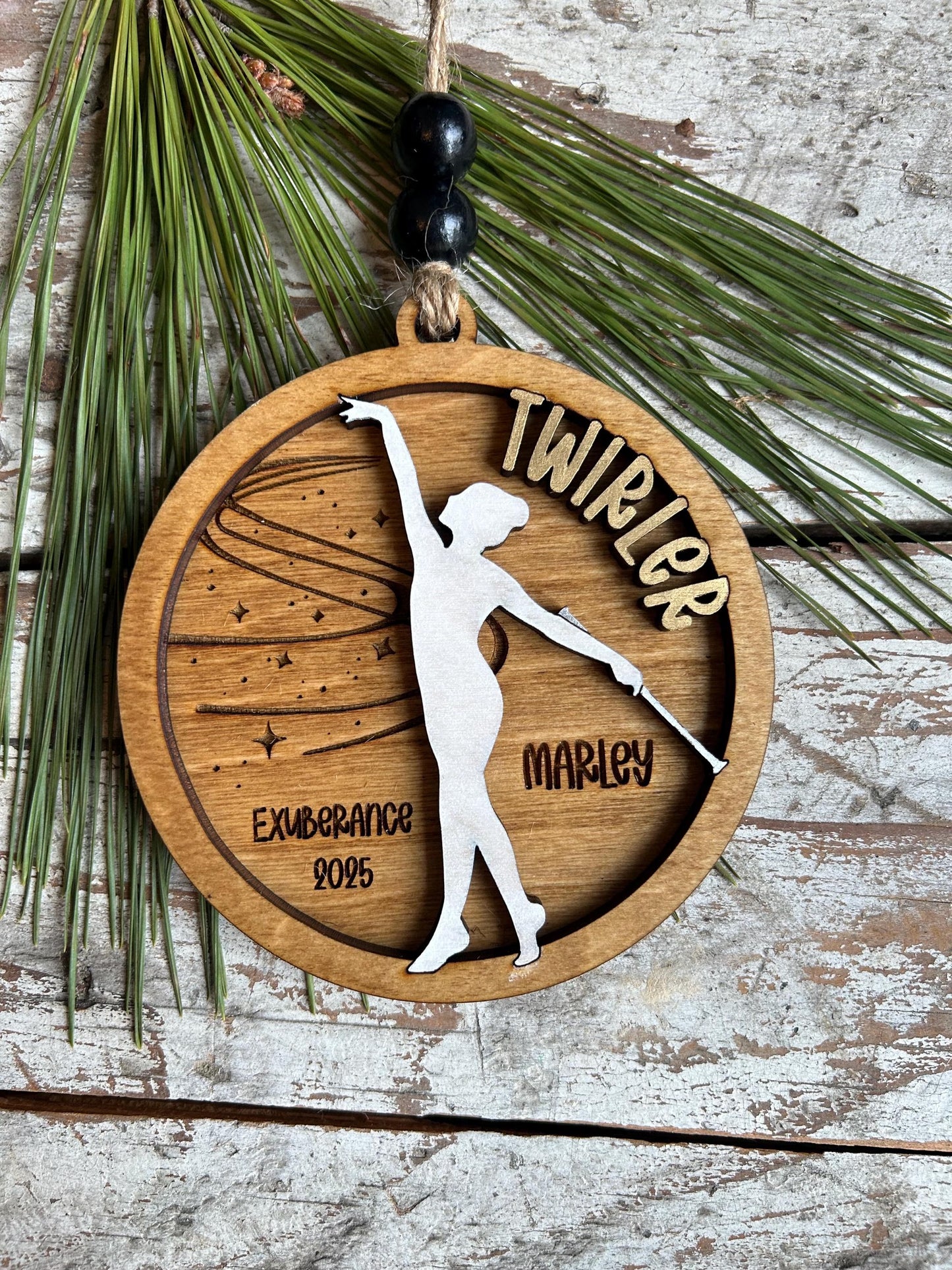 Personalized Baton Twirler Christmas Tree Ornament | Custom College High School Feature Twirler Girl Boy Majorette Team