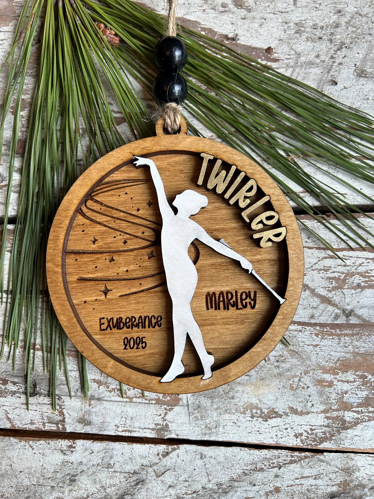 Personalized Baton Twirler Christmas Tree Ornament | Custom College High School Feature Twirler Marching Band Gift | Majorette Team Present
