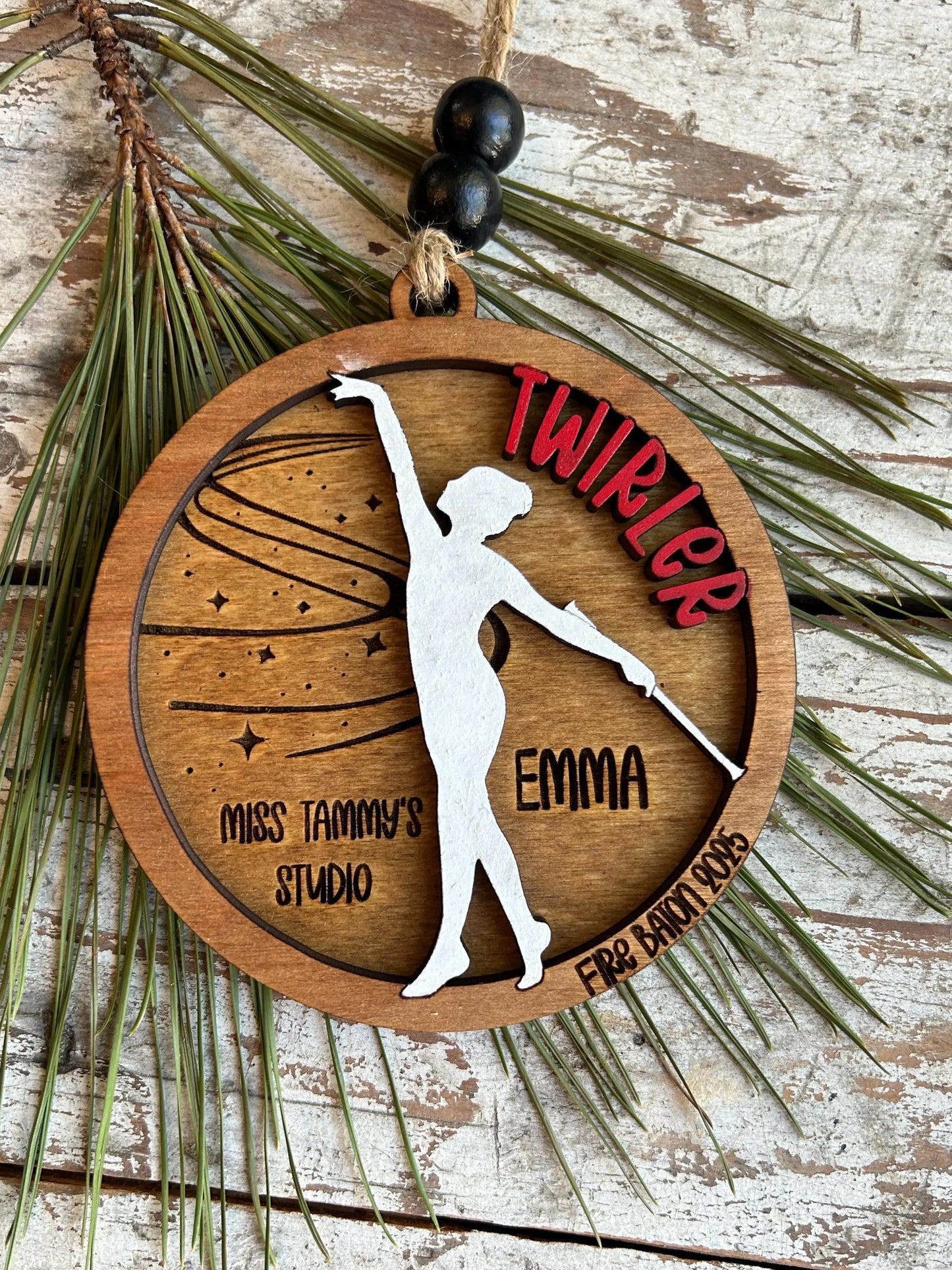 Personalized Baton Twirler Christmas Tree Ornament | Custom College High School Feature Twirler Marching Band Gift | Majorette Team Present