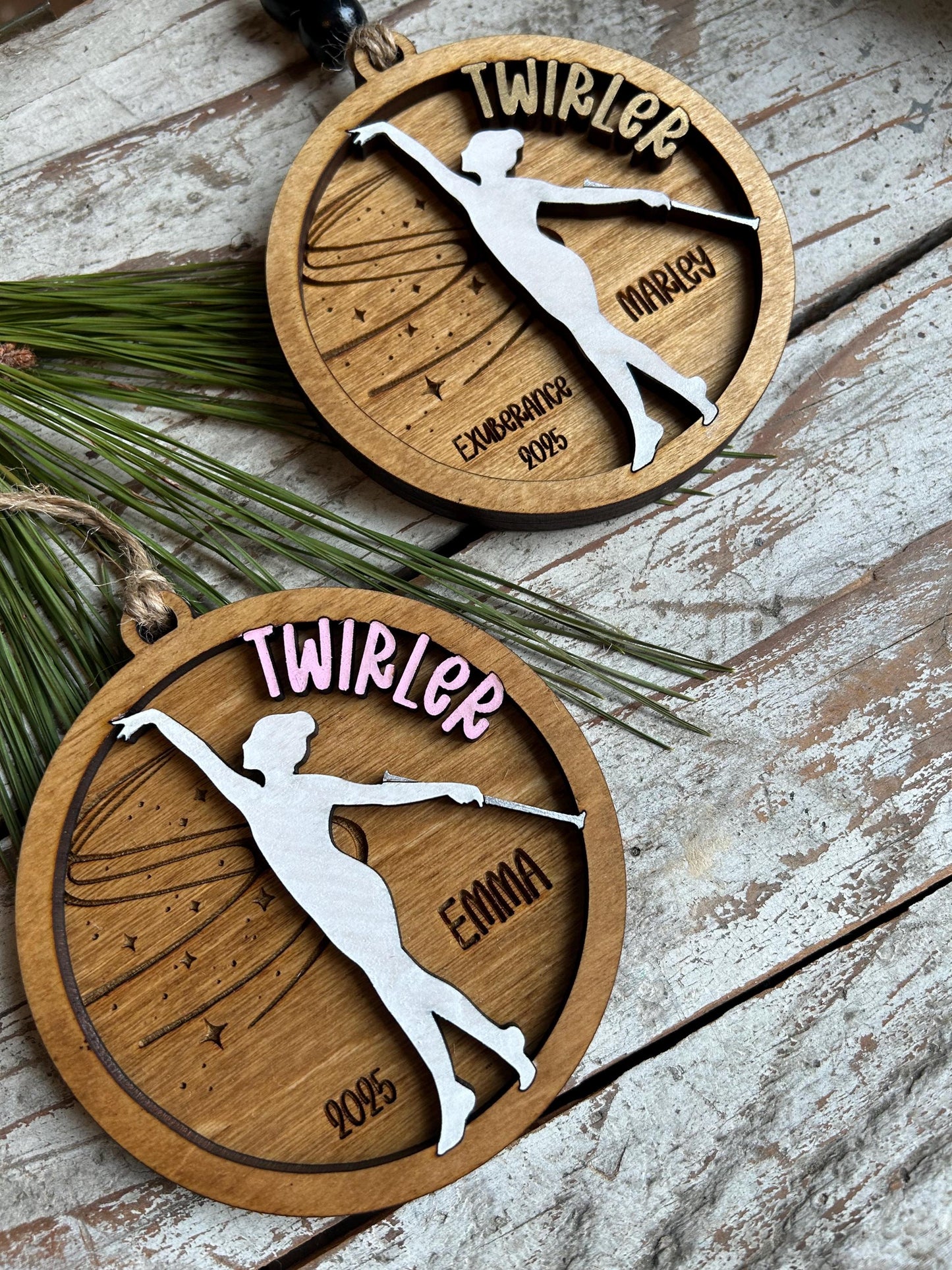 Personalized Baton Twirler Christmas Tree Ornament | Custom College High School Feature Twirler Girl Boy Majorette Team