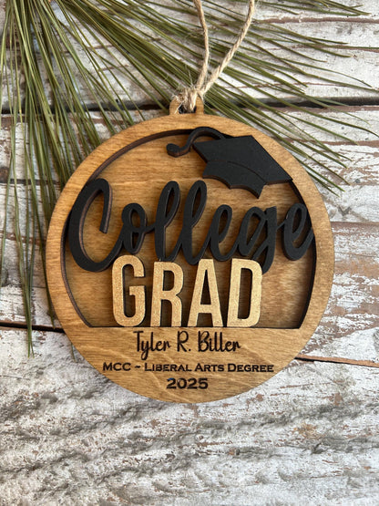 Personalized College Grad Christmas Tree Ornament | Gift for College Graduate | Graduation Ornament | Class of 2026 | Bachelors Masters