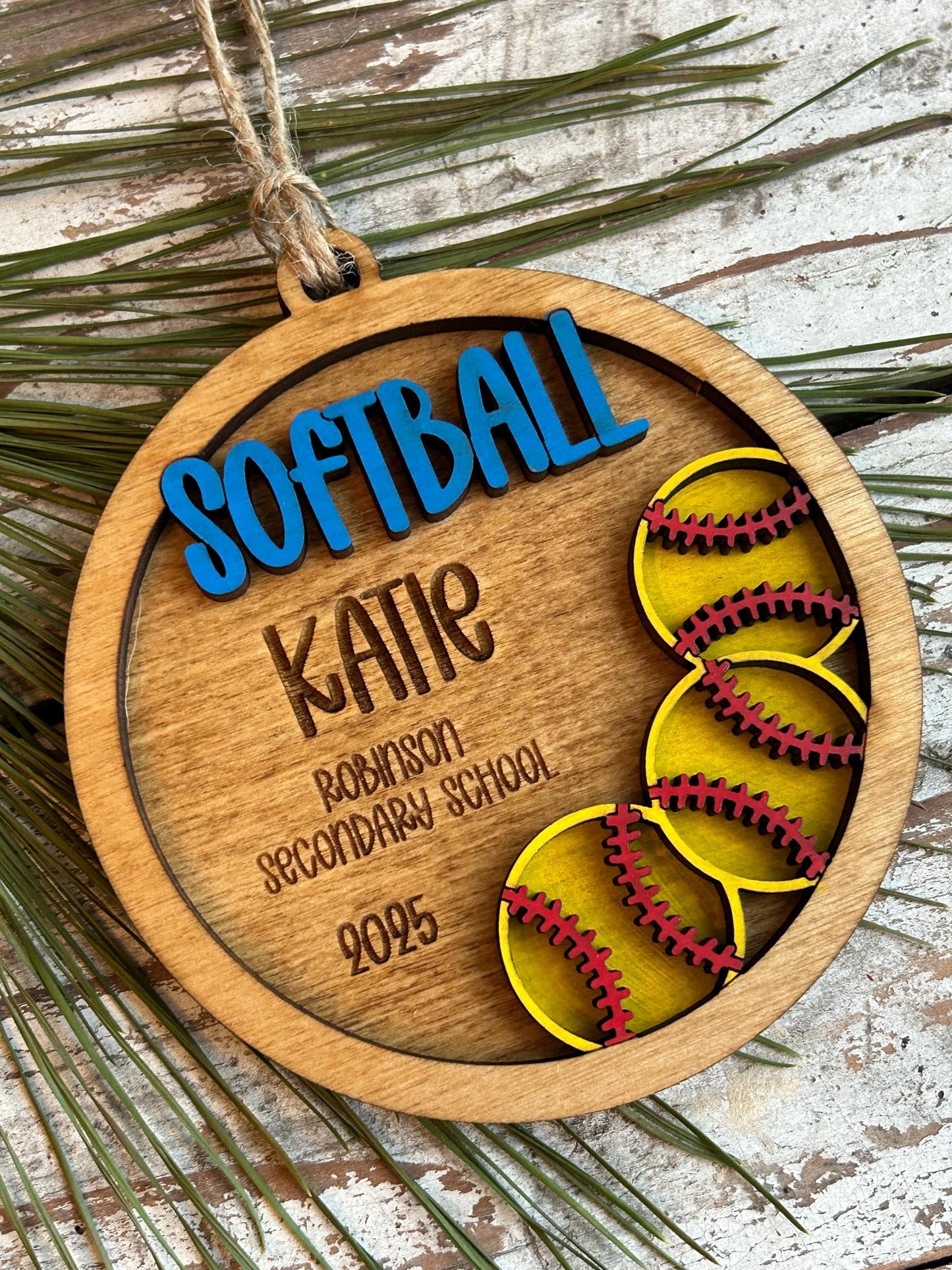 Personalized Softball Player Christmas Tree Ornament | Gift for High School Softball Team | Custom Softball Coach | Senior Softball Gift