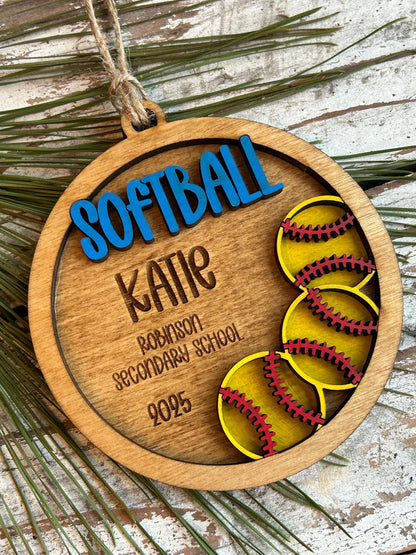 Personalized Softball Player Christmas Tree Ornament | Gift for High School Softball Team | Custom Softball Coach | Senior Softball Gift
