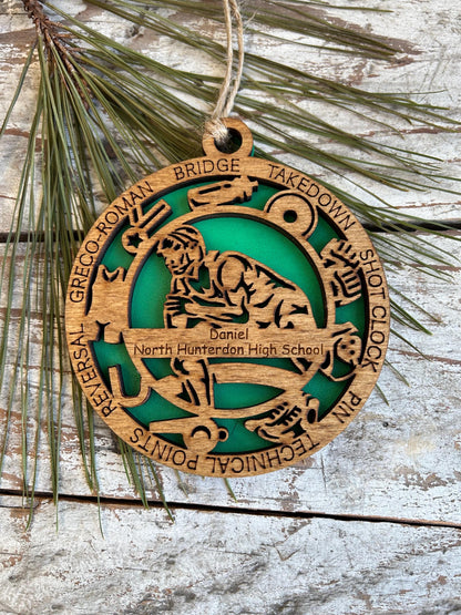 Personalized Wrestling Christmas Tree Ornament | Gift for High School Wrestling Team | Custom Wrestler Ornament | Senior Wrestler Team Gift