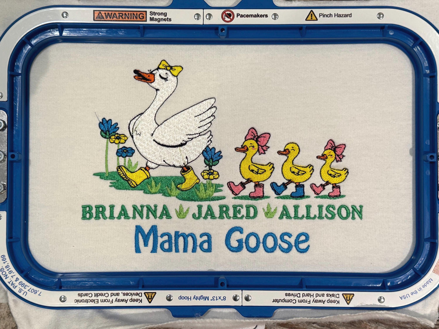 Personalized Mama Goose and Baby Goslings Embroidered Sweatshirt with Kids Names | Mothers Day Gift from Son or Daughter