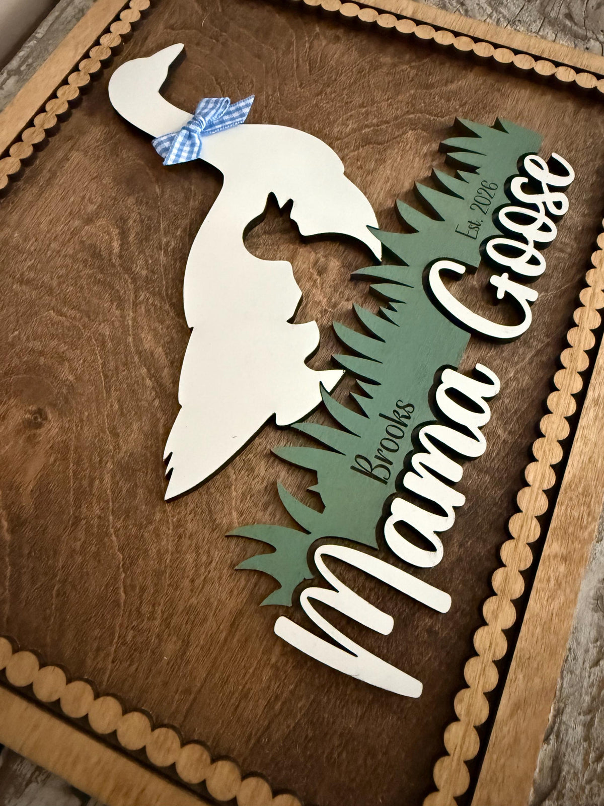 Personalized Mama Goose with Kids Names Sign | Custom Mothers Day Gift for Mom of 1, 2, 3 or 4 Goslings | Personalized Gift for Mother