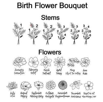 Personalized Birth Month Flower Bouquet Paperclip Charm Necklace with Birthstones | Mothers Day Gift for Mom Grandma Nana Gigi Mamaw Grammy